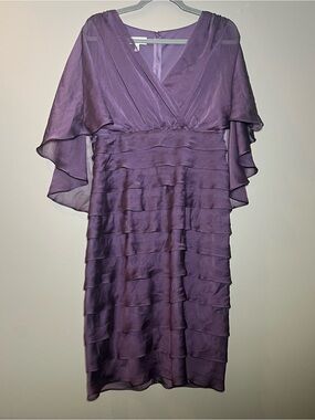 Elegant plum Layered V‑Neck Dress